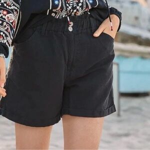 NWT Sundance Beverly Travel Shorts, Sz XXLBlack Cotton/Linen Blend Elastic Waist